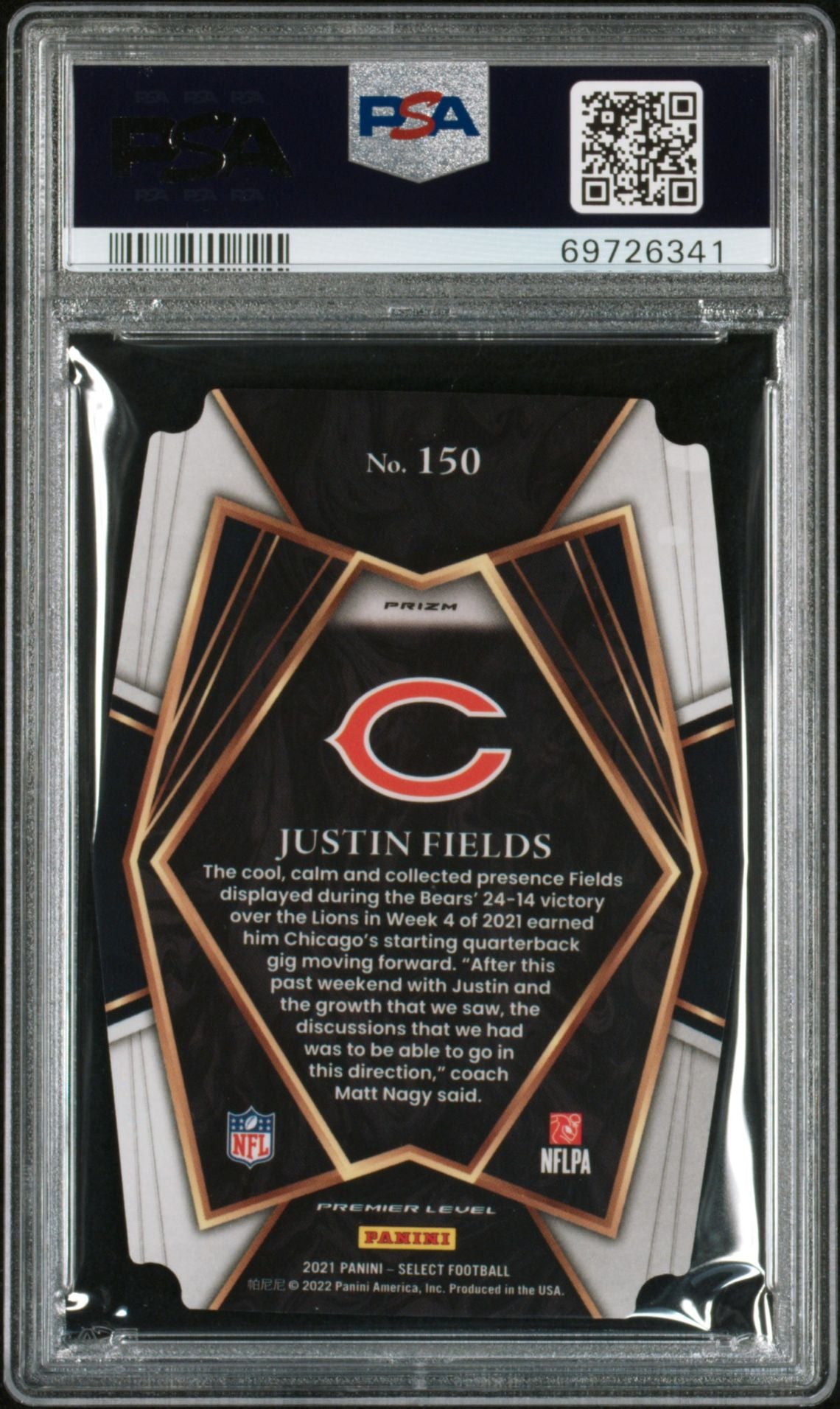 2021 SELECT JUSTIN FIELDS D/C SILVER PRIZM PSA 9