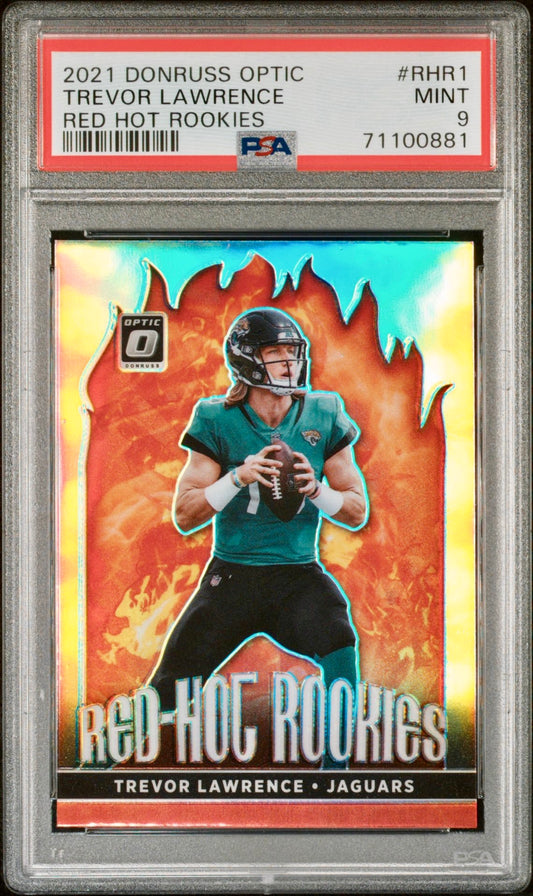 2021 DONRUSS OPTIC TREVOR LAWRENCE RED HOT ROOKIES PSA 9