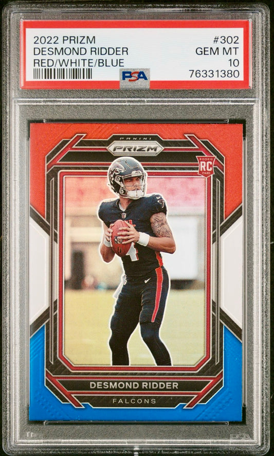 2022 PRIZM DESMOND RIDDER RED/WHITE/BLUE PSA 10