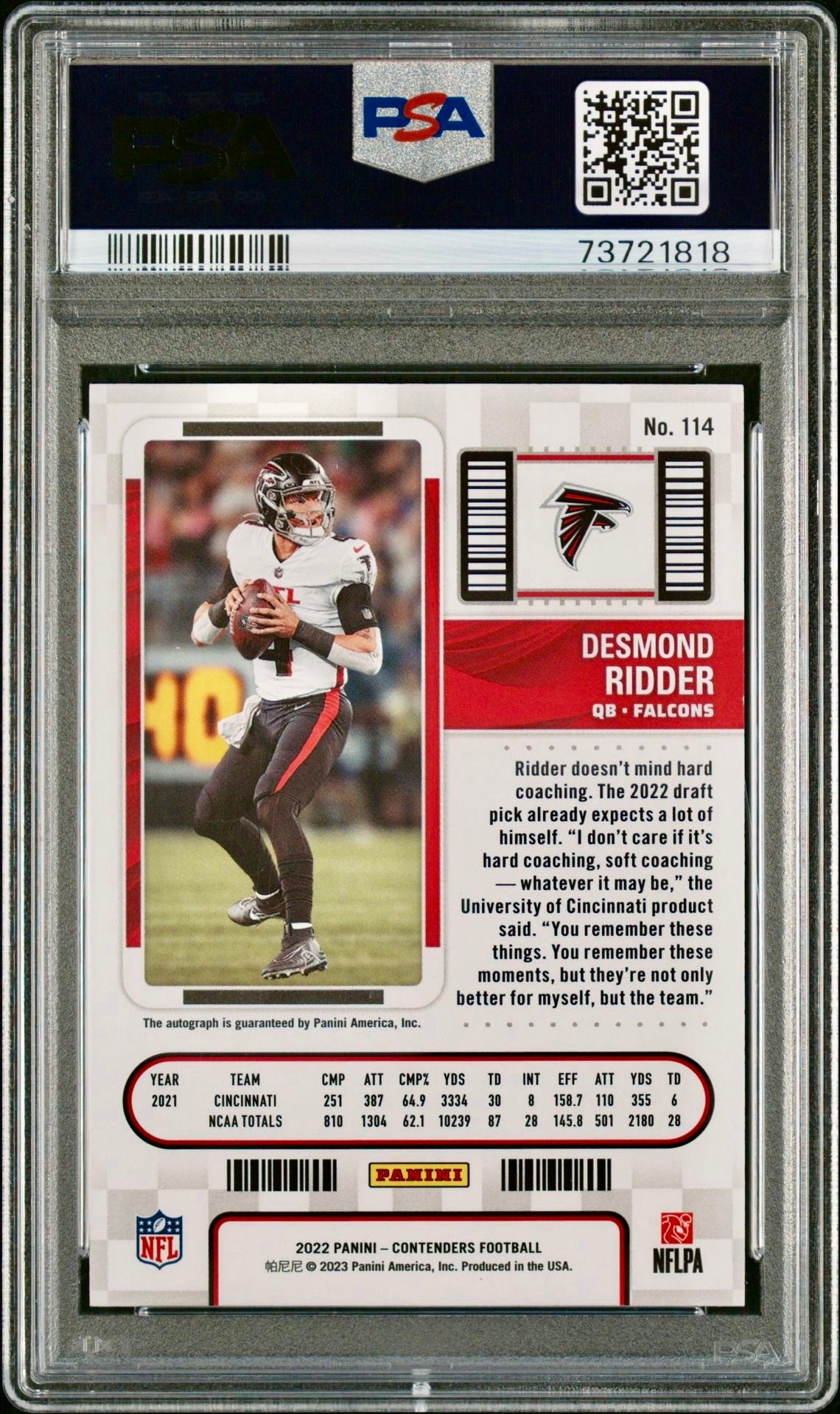 2022 ZENITH DESMOND RIDDER CONT.RKE.TKT.RPS PRV-GREEN PSA 10