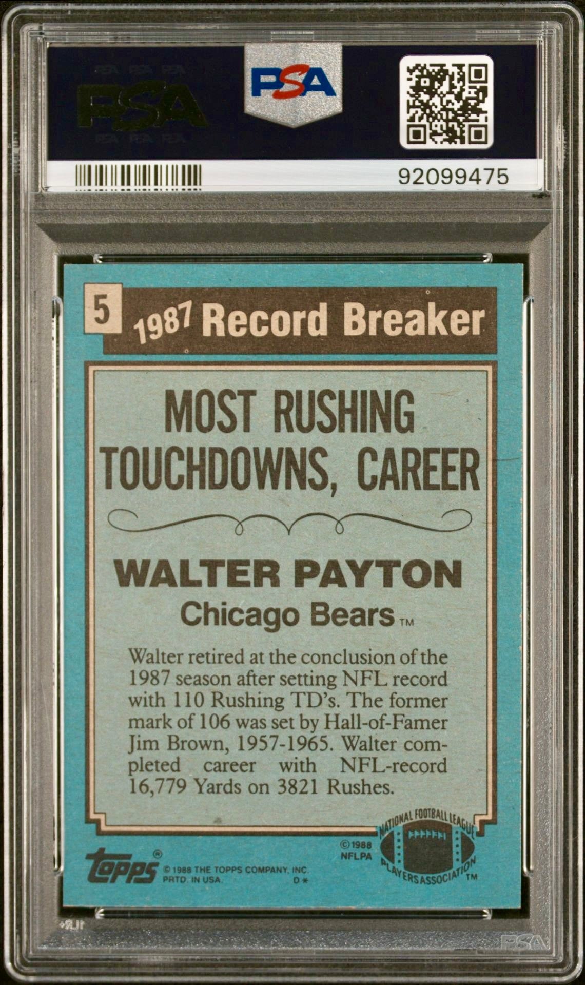 1988 TOPPS WALTER PAYTON PSA 10