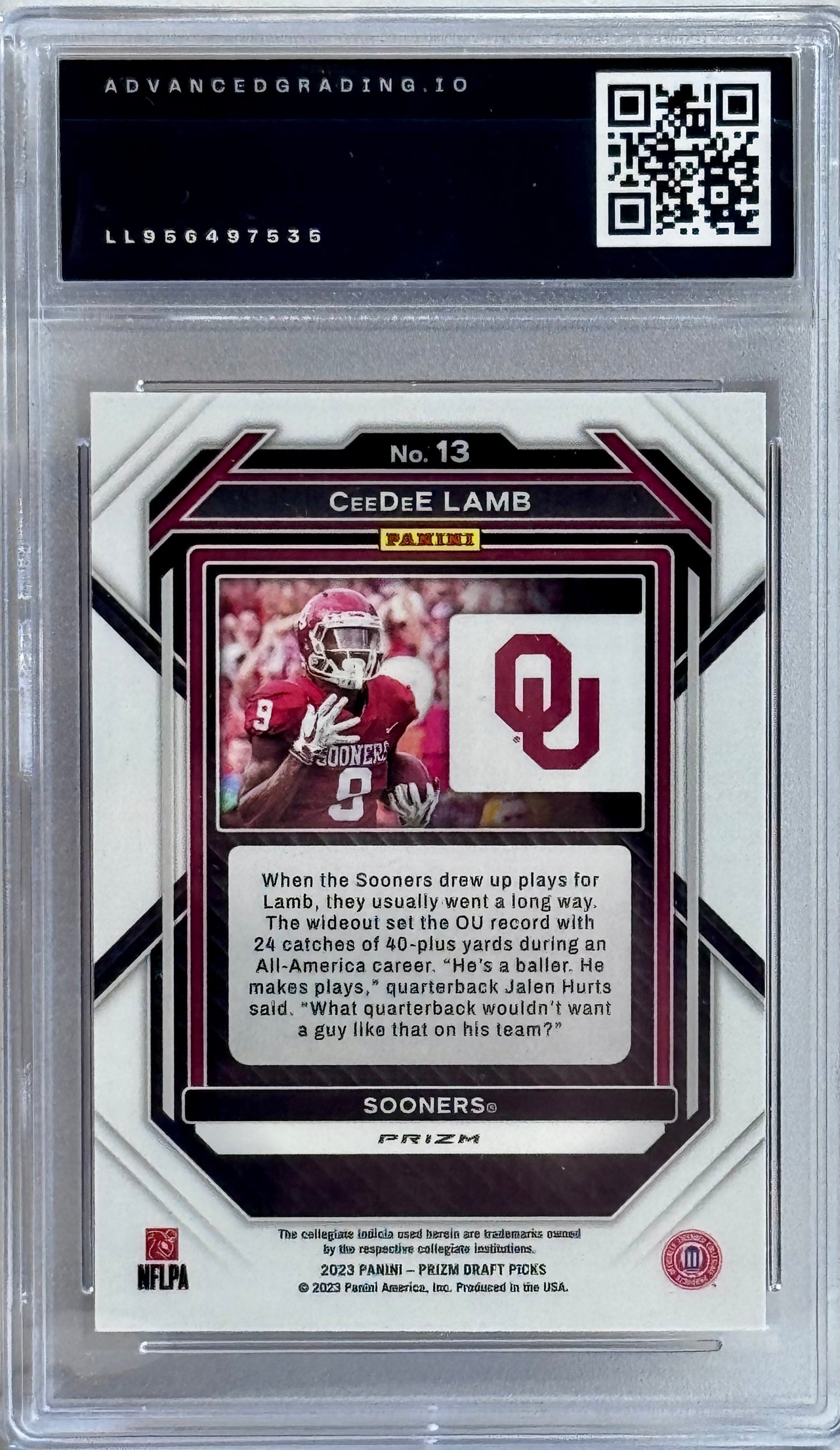 2023 Panini Prizm Draft Picks #13 CeeDeê Lamb Red Ice Prizm Gem 10