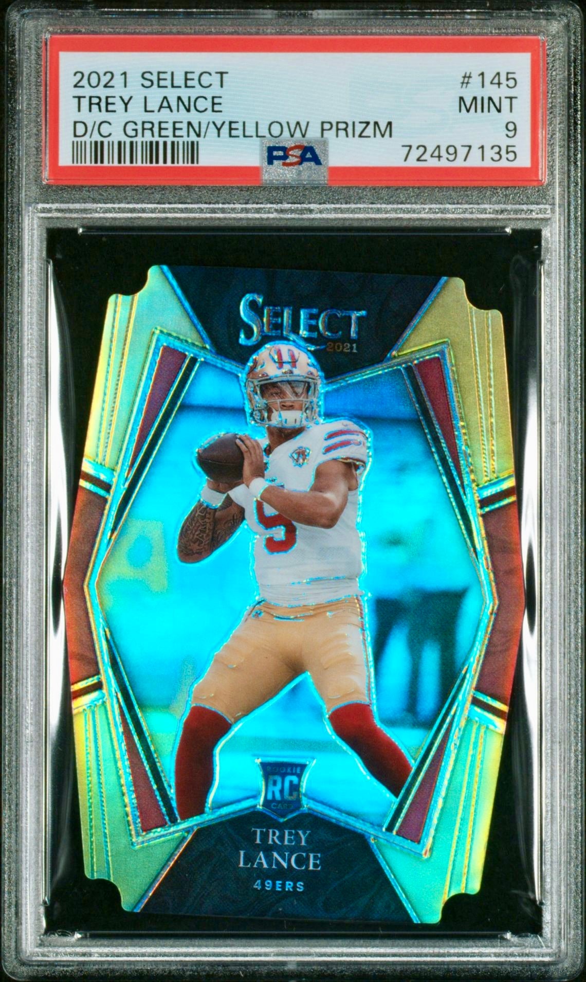 2021 SELECT TREY LANCE D/C GREEN/YELLOW PRIZM PSA 9