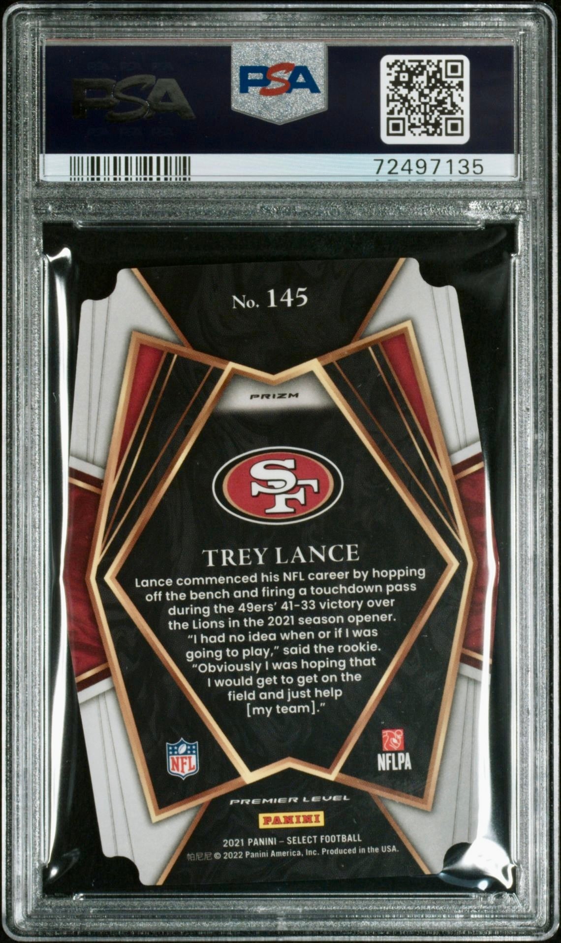 2021 SELECT TREY LANCE D/C GREEN/YELLOW PRIZM PSA 9