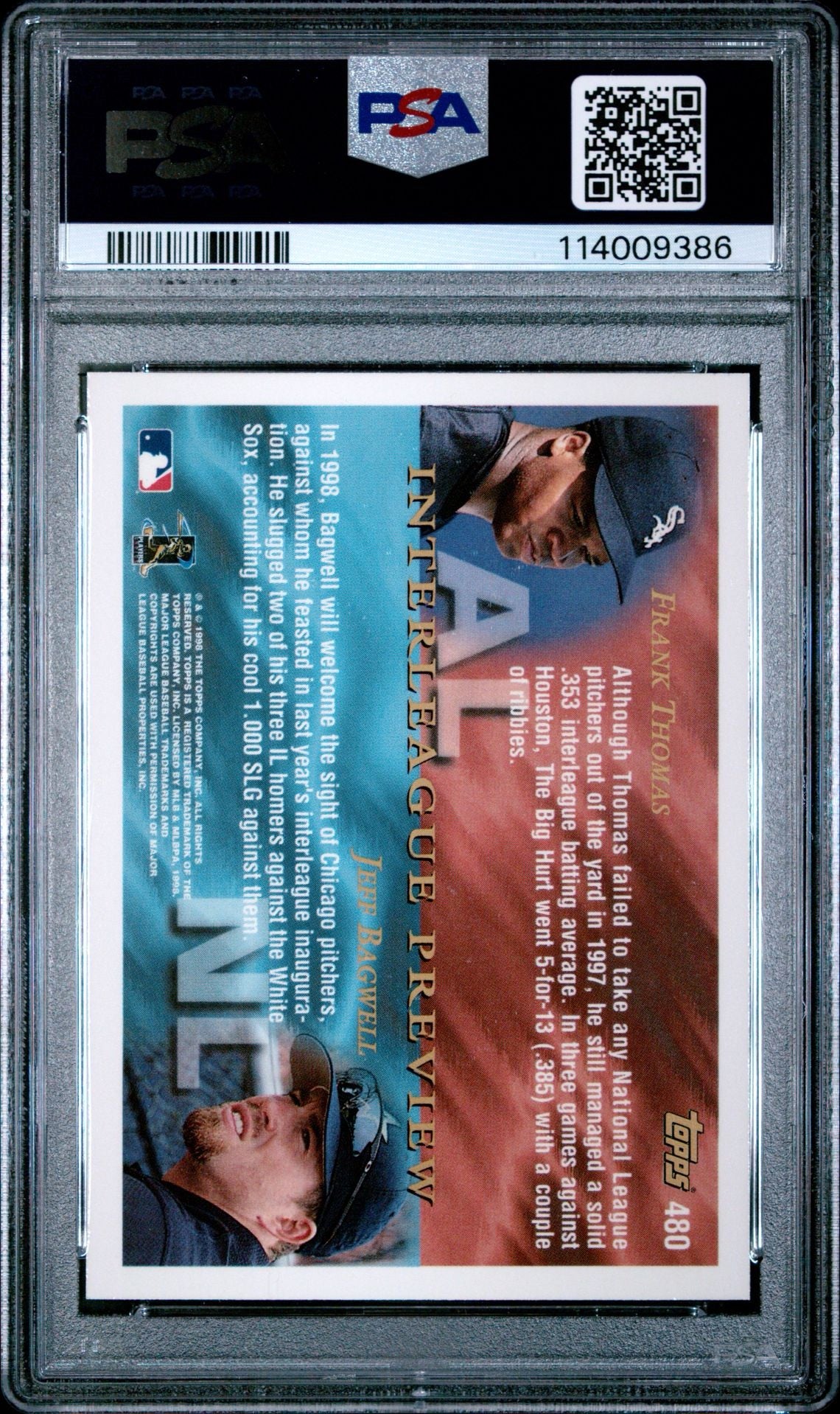 1998 TOPPS J. BAGWELL/F.THOMAS PSA 10