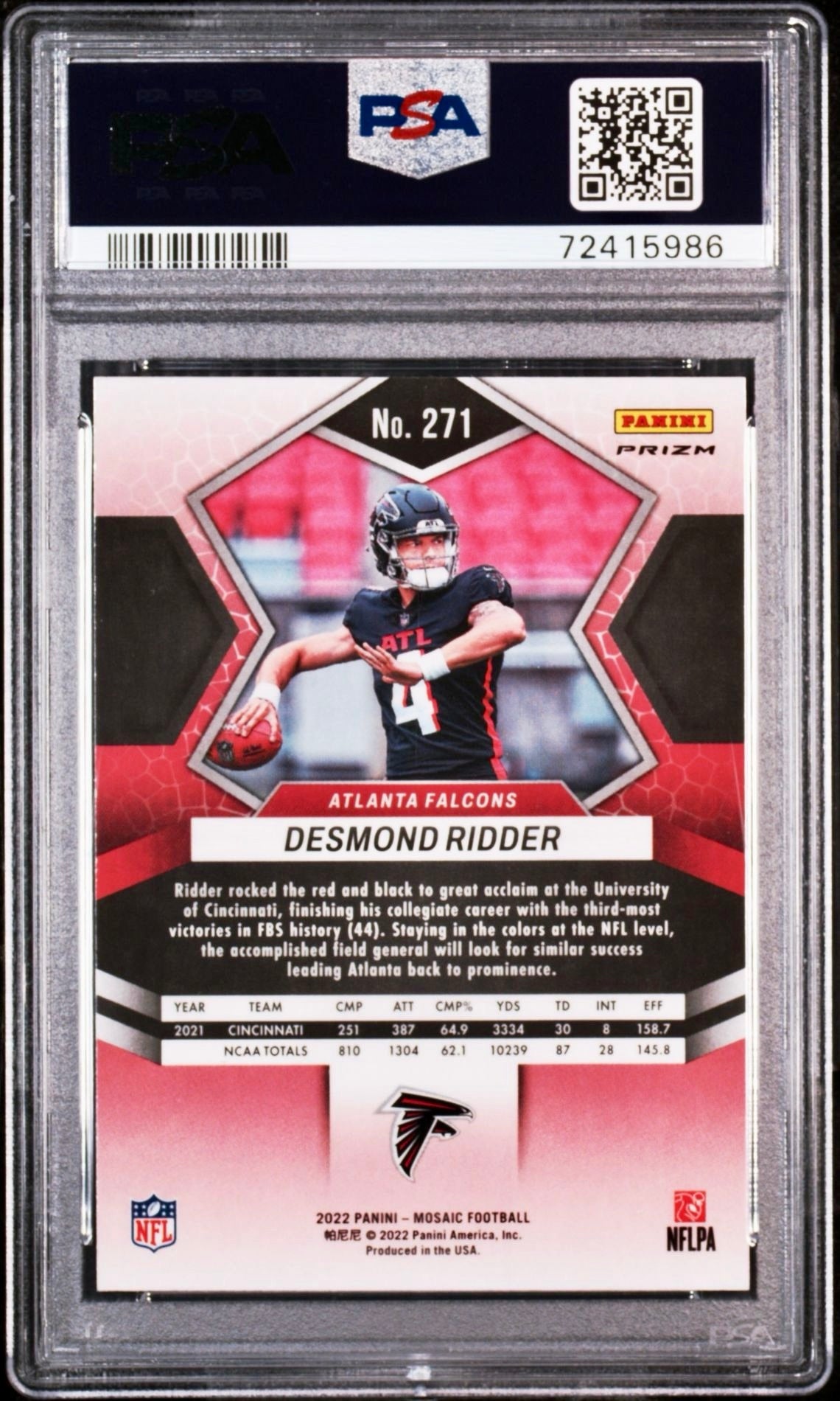 2022 MOSAIC DESMOND RIDDER HONEYCOMB PSA 10
