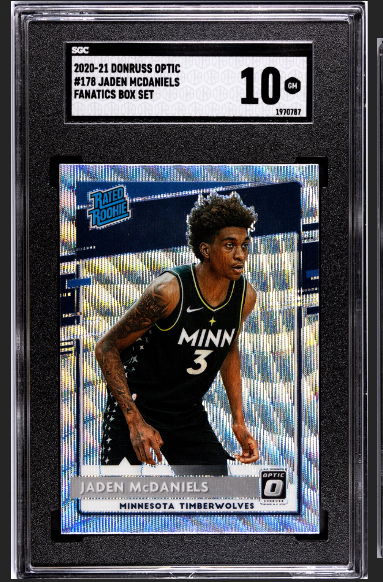 2020-21 DONRUSS OPTIC #178 JADEN MCDANIELS FANATICS BOX SET SGC 10