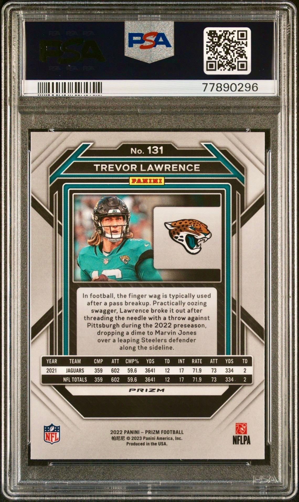2022 PRIZM TREVOR LAWRENCE RED/WHITE/BLUE PSA 10