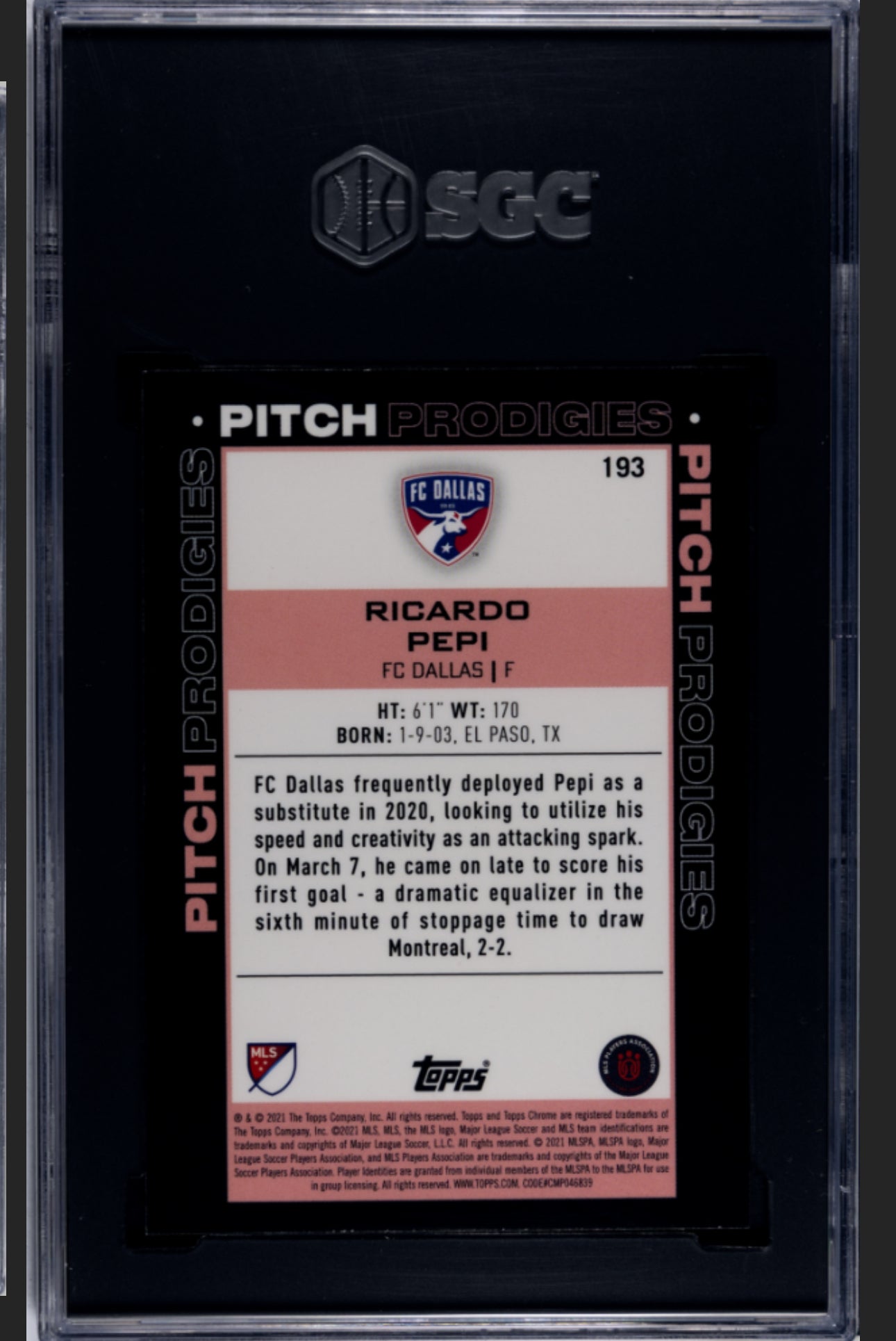 2021 TOPPS CHROME MLS #193 RICARDO PEPI PITCH PRODIGIES SGC 9
