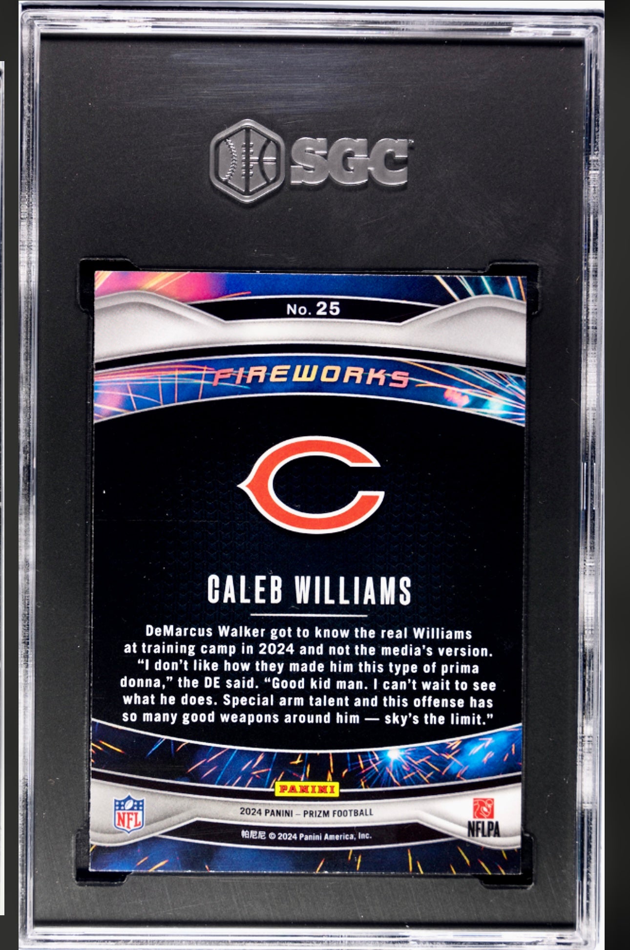 2024 PANINI PRIZM #25 CALEB WILLIAMS FIREWORKS SGC 9