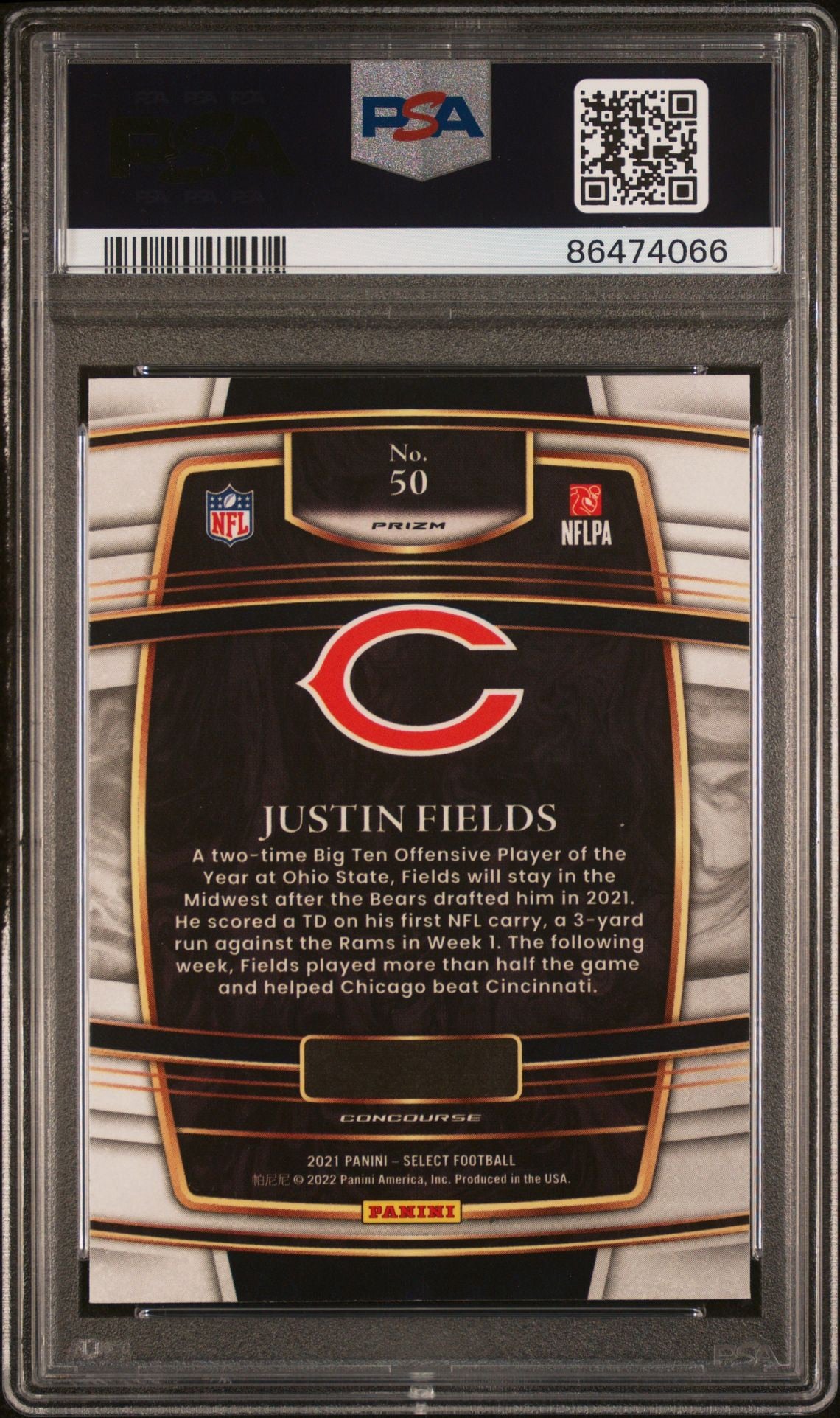 2021 SELECT JUSTIN FIELDS SILVER PRIZM PSA 7