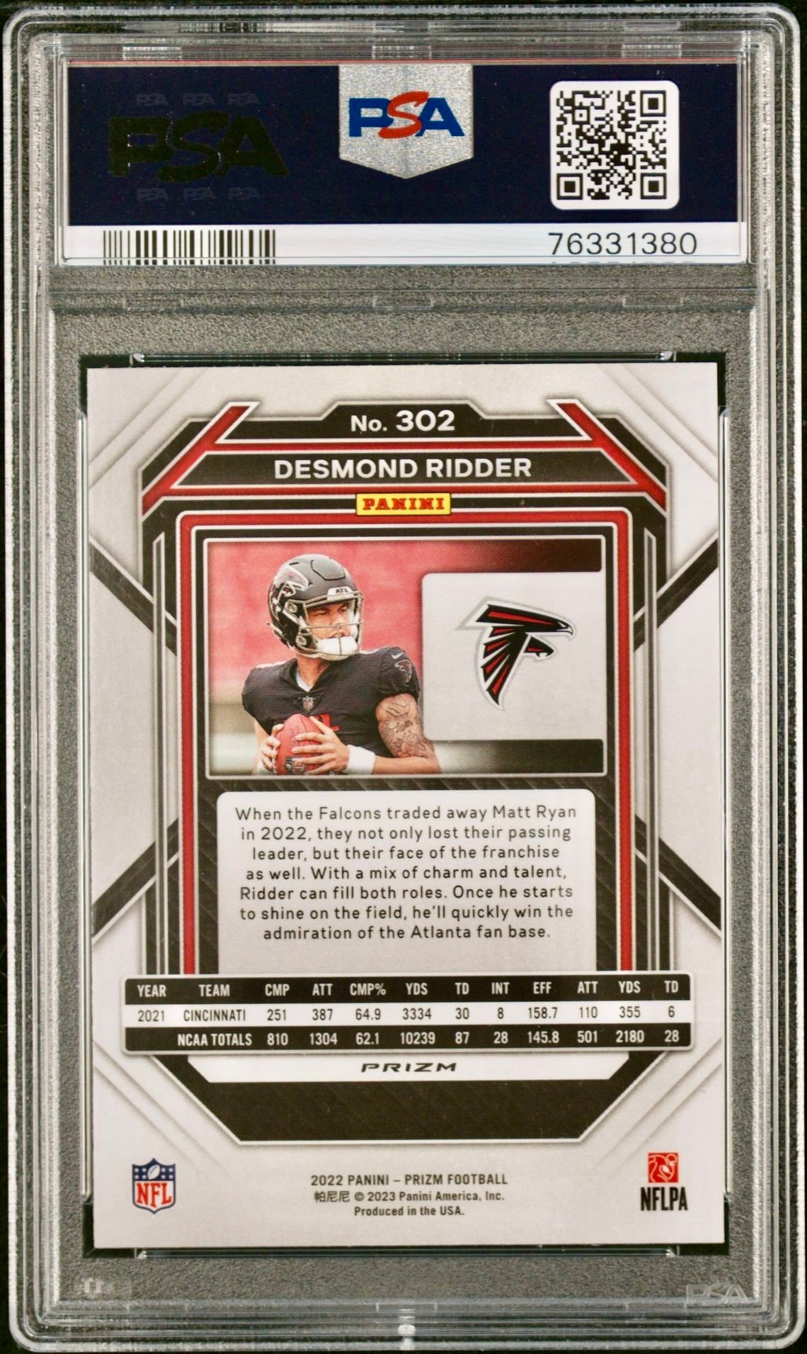 2022 PRIZM DESMOND RIDDER RED/WHITE/BLUE PSA 10