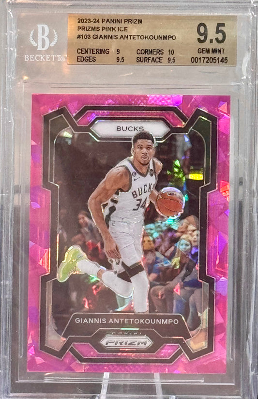 2023-24 PAMINI PRIZM PINK ICE
#103 GIANNIS ANTETOKOUNMPO BGS 9.5