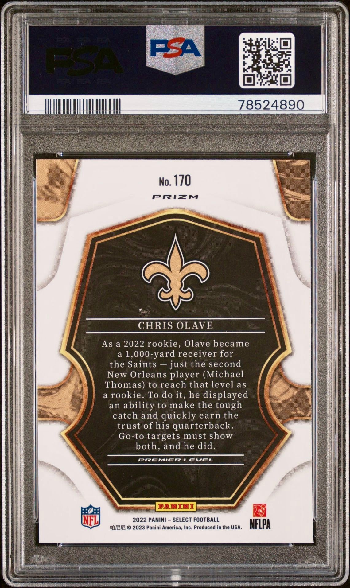 2022 SELECT CHRIS OLAVE SILVER PRIZM PSA 10