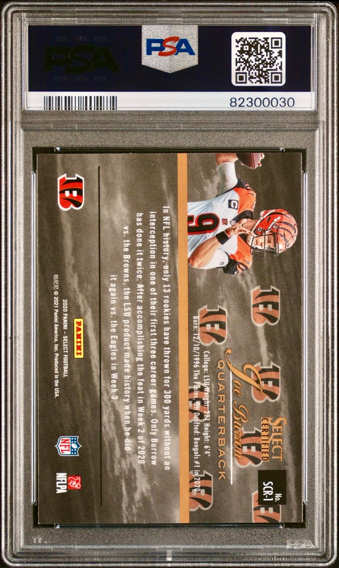 2020 PANINI SELECT JOE BURROW SELECT CERTIFIED ROOKIES PSA 9
