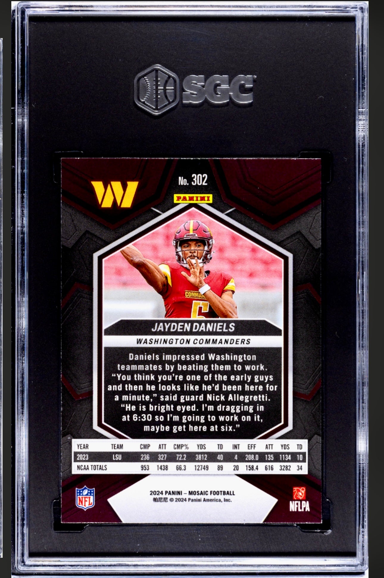 2024 PANINI MOSAIC #302 JAYDEN DANIELS SGC 9.5