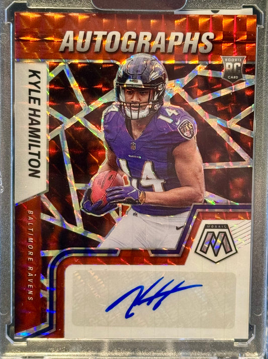 KYLE HAMILTON 2022 MOSAIC ROOKIE AUTOGRAPHS RED PRIZM RAVENS RC AUTO