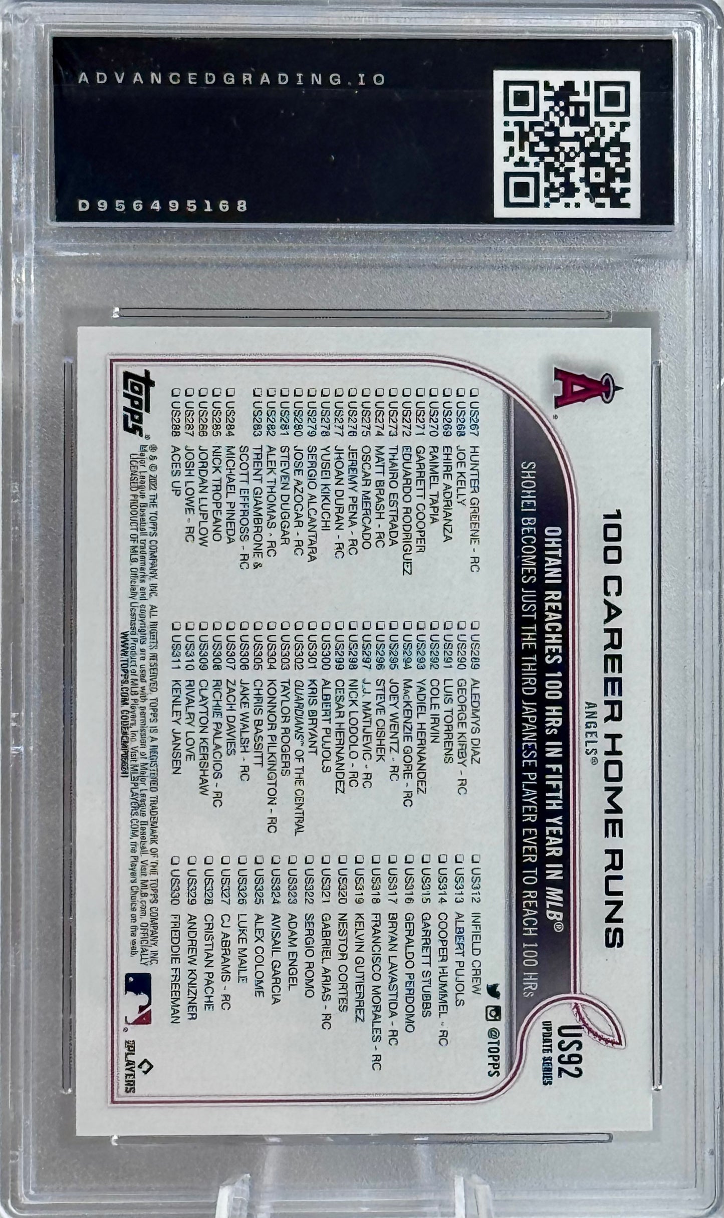 2022 Topps Update #US92 100 Career Home Runs (Shohel Ohtani) Gem 10