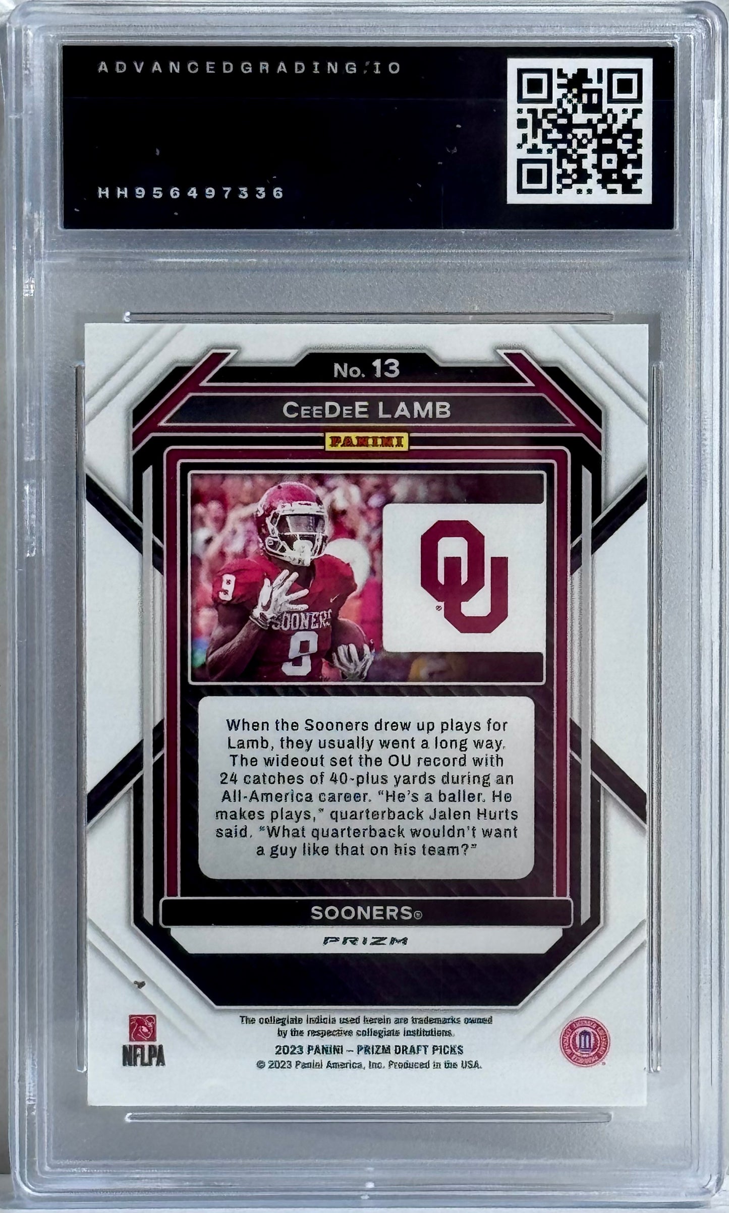 2023 Panini Prizm Draft Picks #13 CeeDee Lamb Gold Ice Prizm Gem 10