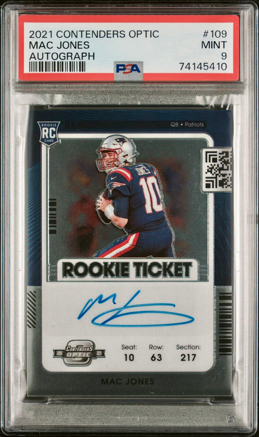 2021 CONTENDERS OPTIC MAC JONES AUTOGRAPH PSA 9