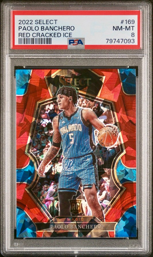 2022 SELECT PAOLO BANCHERO RED CRACKED ICE PSA 8