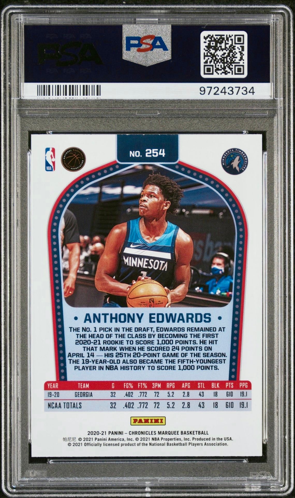 2020 CHRONICLES ANTHONY EDWARDS PSA 9