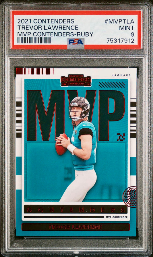 2021 CONTENDERS TREVOR LAWRENCE MVP CONTENDERS-RUBY PSA 9