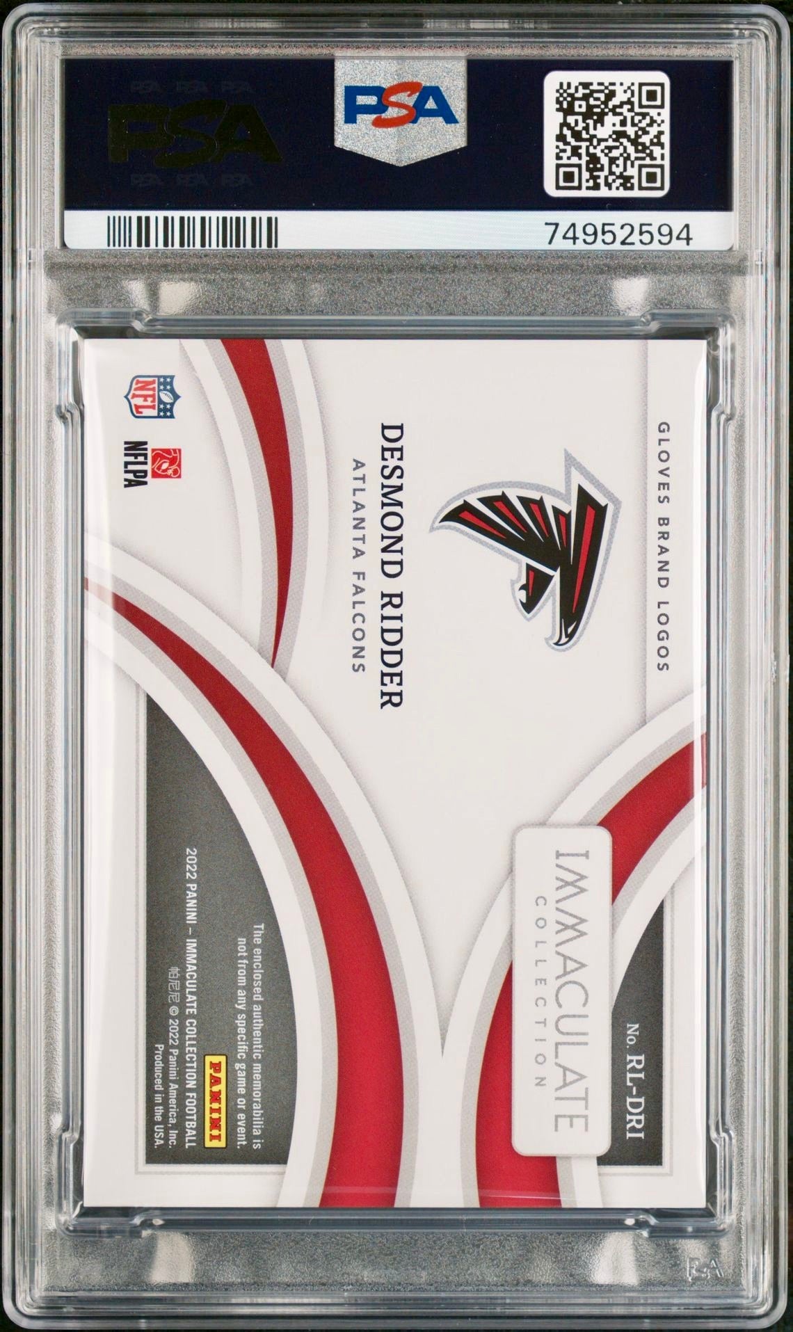 2022 IMMACULATE DESMOND RIDDER ROOKIE PATCH-GLOVES-LOGO PSA 10