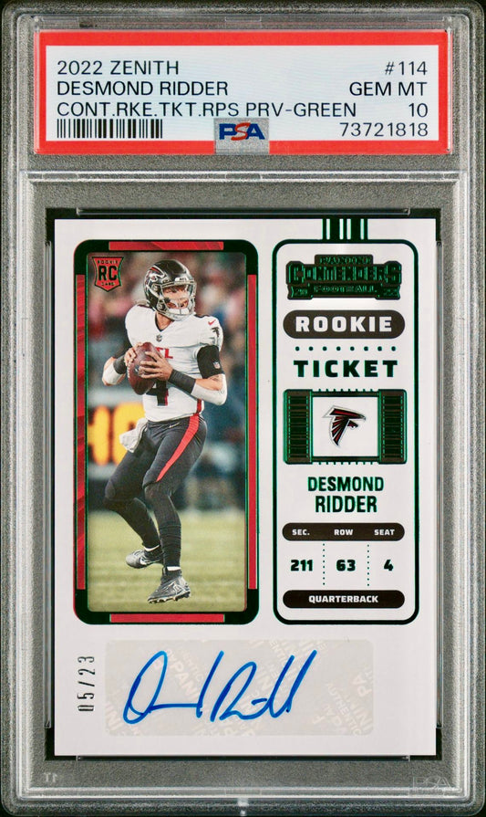 2022 ZENITH DESMOND RIDDER CONT.RKE.TKT.RPS PRV-GREEN PSA 10