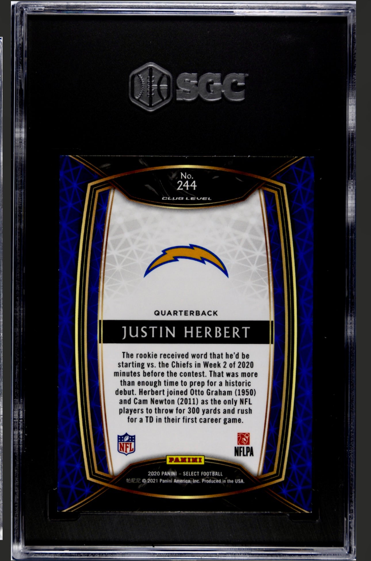 2020 PANINI SELECT #244 JUSTIN HERBERT SGC 9