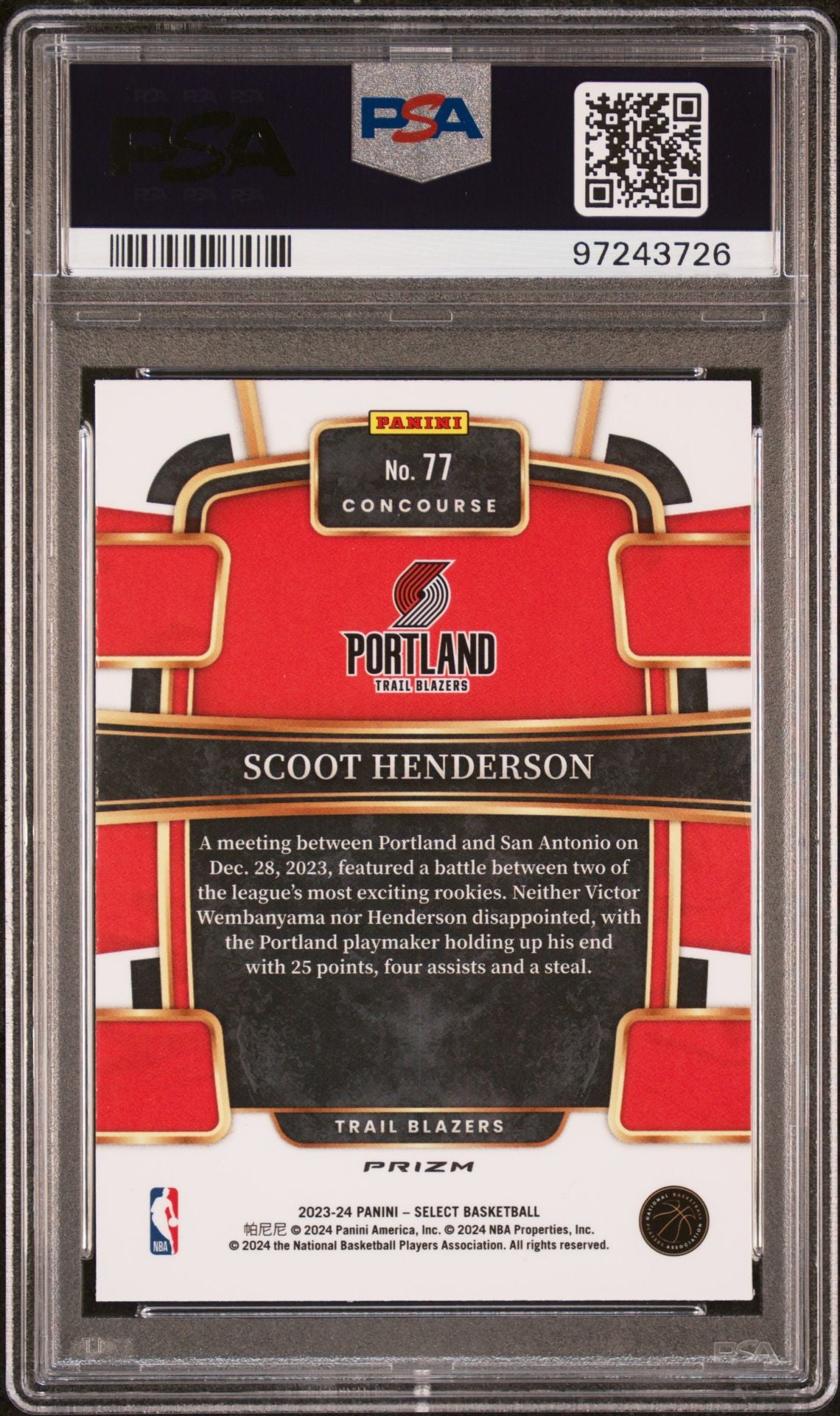 2023 SELECT SCOOT HENDERSON BLUE CRACKED ICE PSA 10
