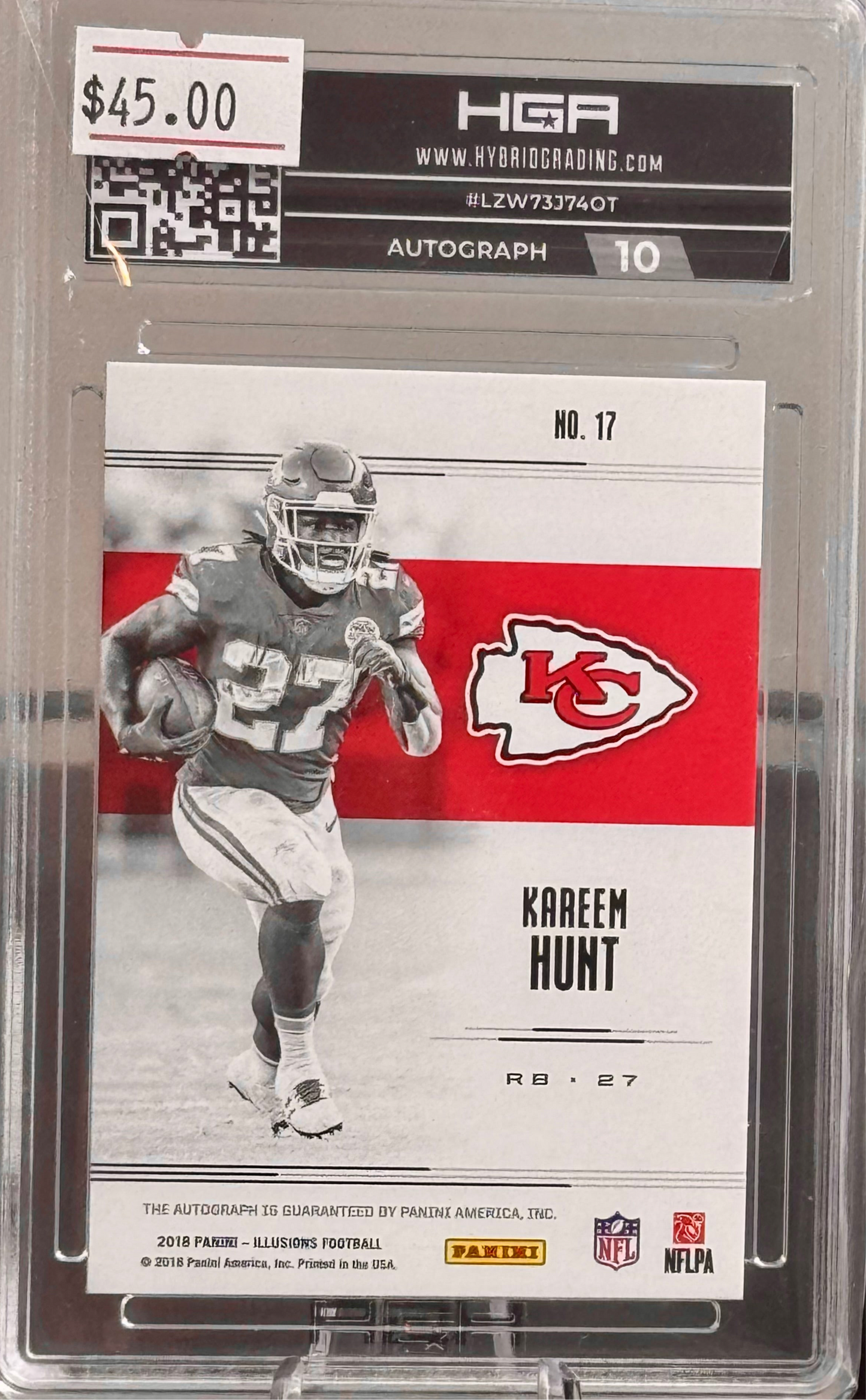 2018 Panini Illusions Veteran Signs #17 KAREEM HUNT HGA 9.5