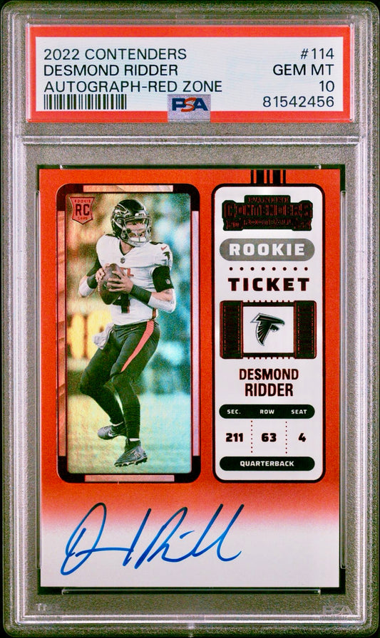 2022 CONTENDERS DESMOND RIDDER AUTOGRAPH-RED ZONE PSA 10