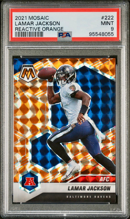 2021 MOSAIC LAMAR JACKSON REACTIVE ORANGE PSA 9