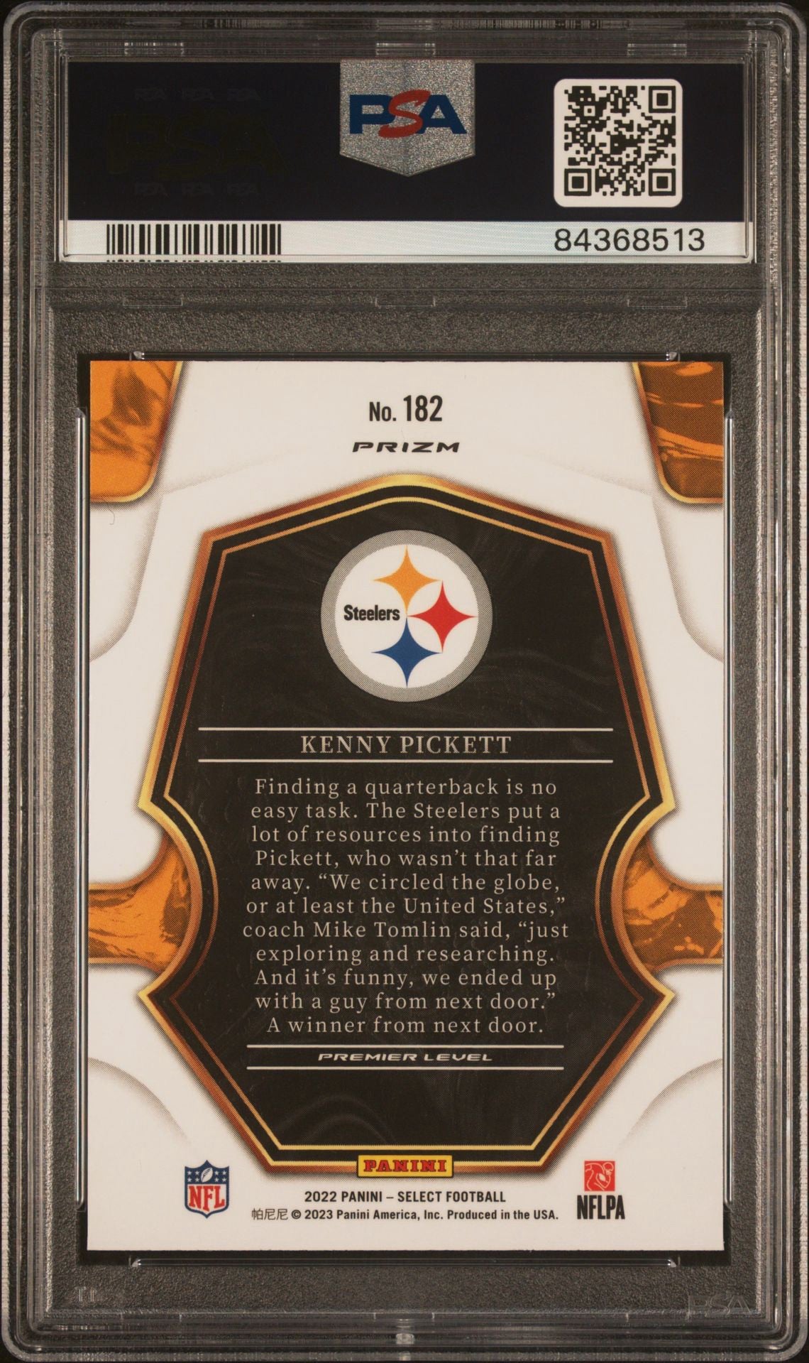 2022 SELECT KENNY PICKETT SILVER PRIZM PSA 10