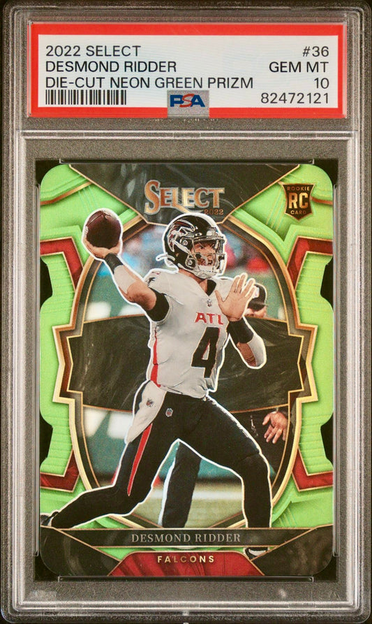 2022 SELECT DESMOND RIDDER DIE-CUT NEON GREEN PRIZM PSA 10