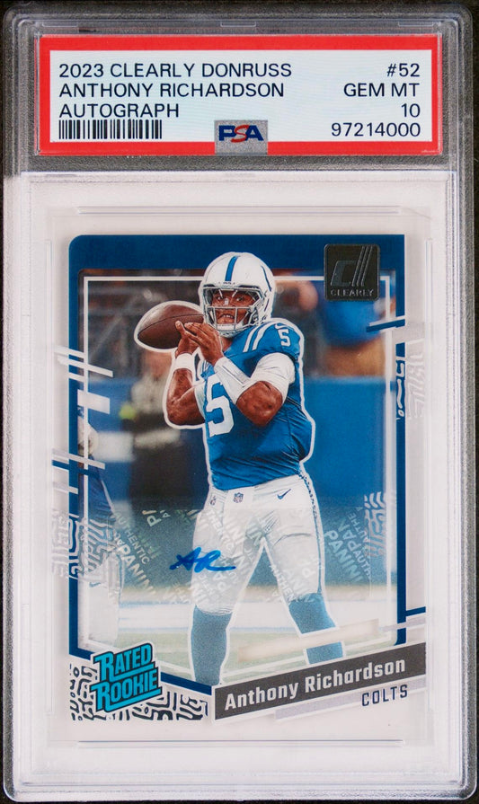 2023 CLEARLY DONRUSS ANTHONY RICHARDSON AUTOGRAPH PSA 10