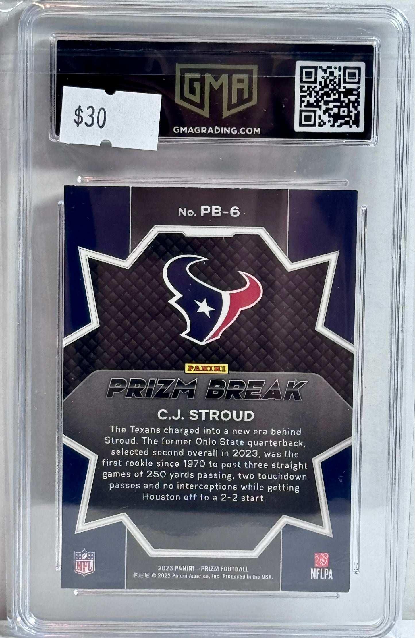 2023 PRIZM C.J. STROUD #PB6 PRIZM BREAK ROOKIE GMA 10