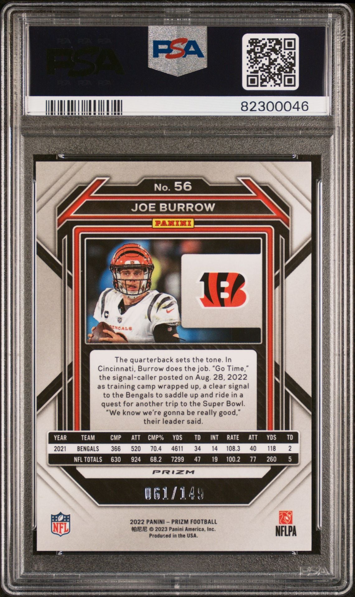 2022 PRIZM JOE BURROW RED WAVE PSA 8