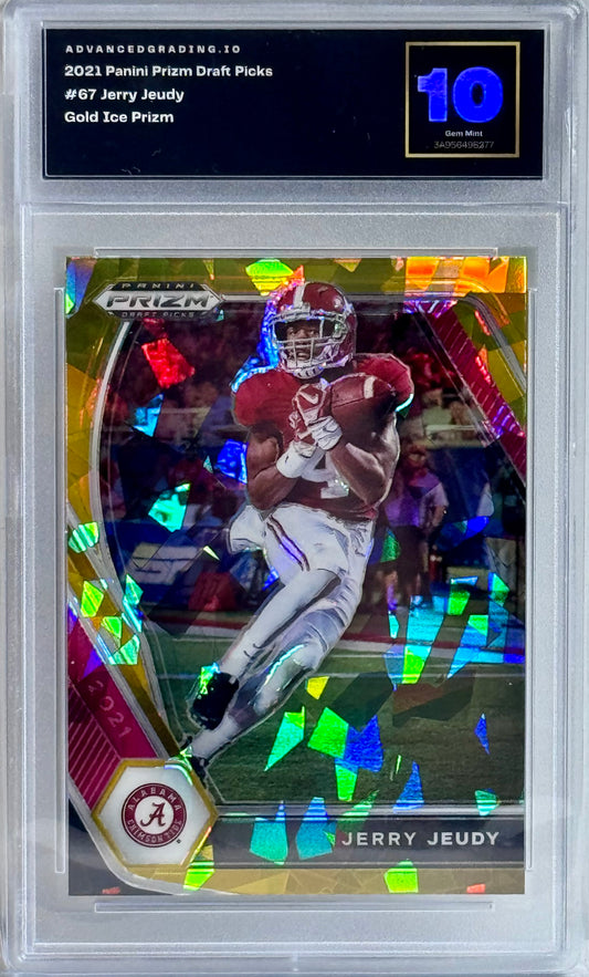 2021 Panini Prizm Draft Picks #67 Jerry Jeudy Gold Ice Prizm Gem 10