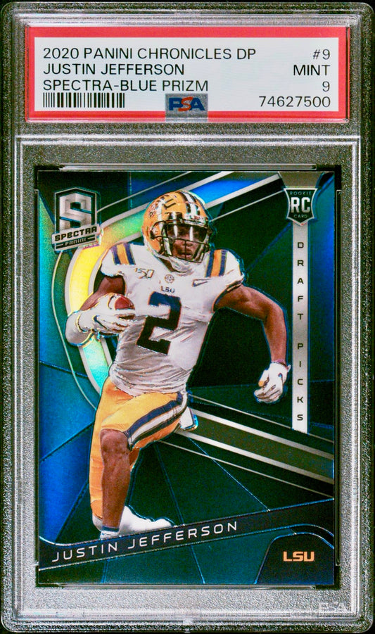 2020 PANINI CHRONICLES DP
JUSTIN JEFFERSON SPECTRA-BLUE PRIZM PSA 9