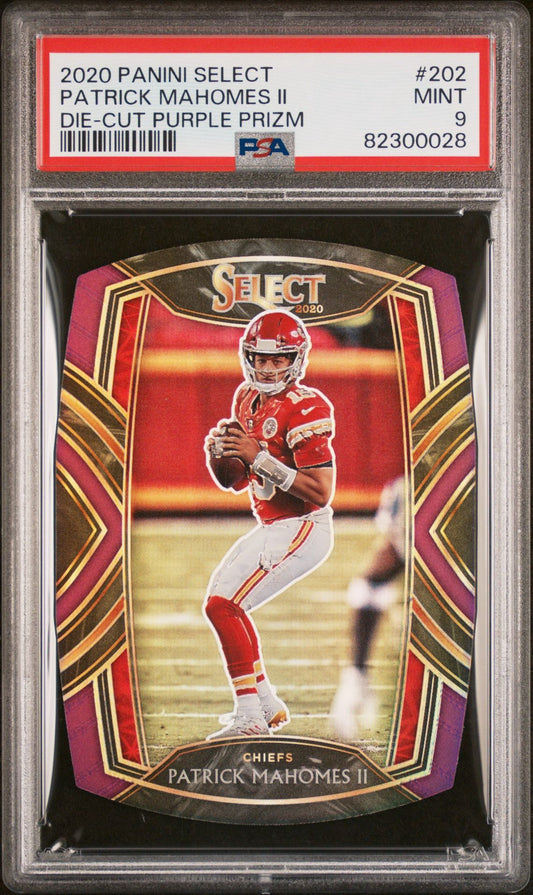 2020 PANINI SELECT PATRICK MAHOMES II DIE-CUT PURPLE PRIZM
PSA 9