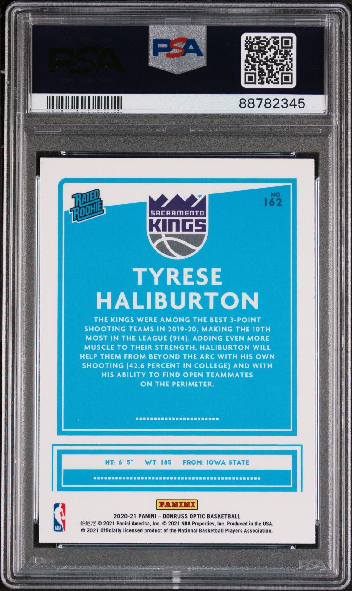 2020 DONRUSS OPTIC TYRESE HALIBURTON PSA 9