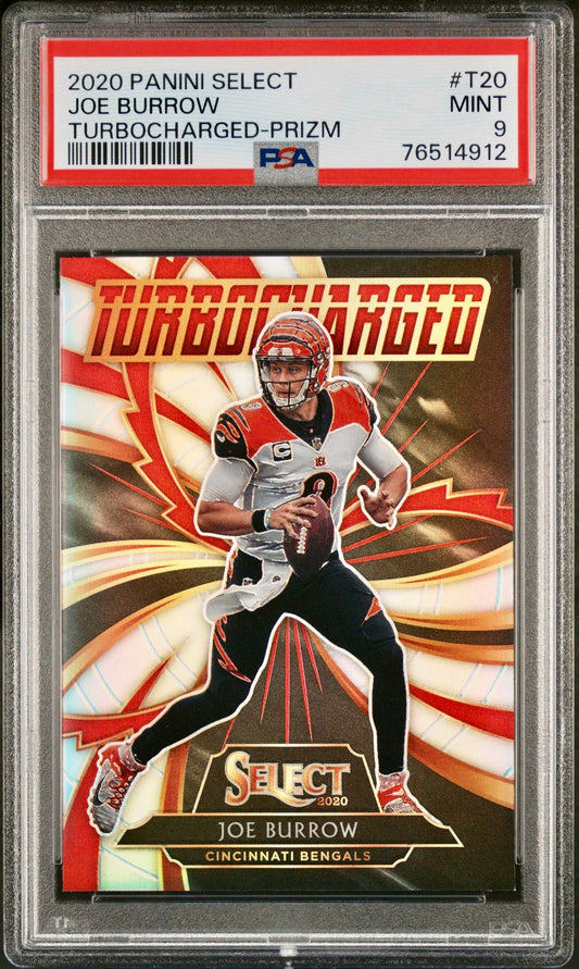 2020 PANINI SELECT JOE BURROW TURBOCHARGED-PRIZM PSA 9