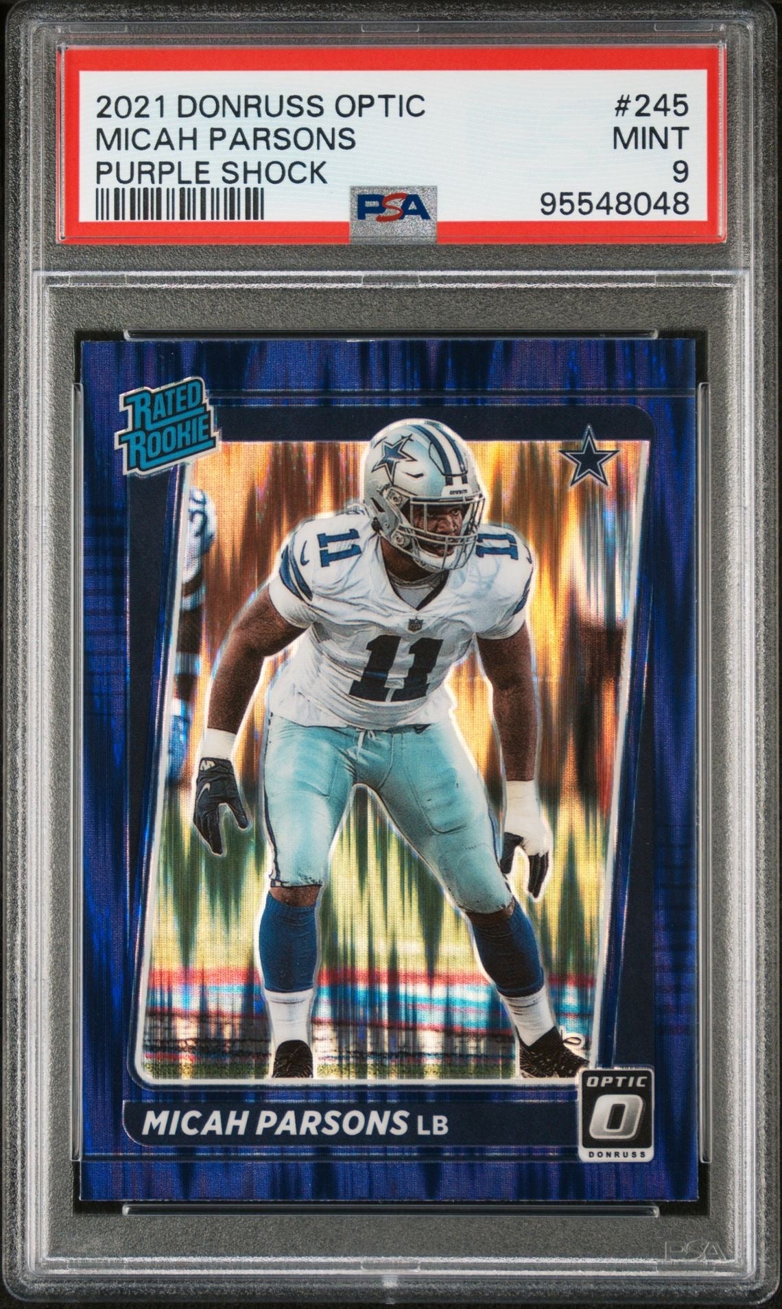 2021 DONRUSS OPTIC MICAH PARSONS PURPLE SHOCK PSA 9