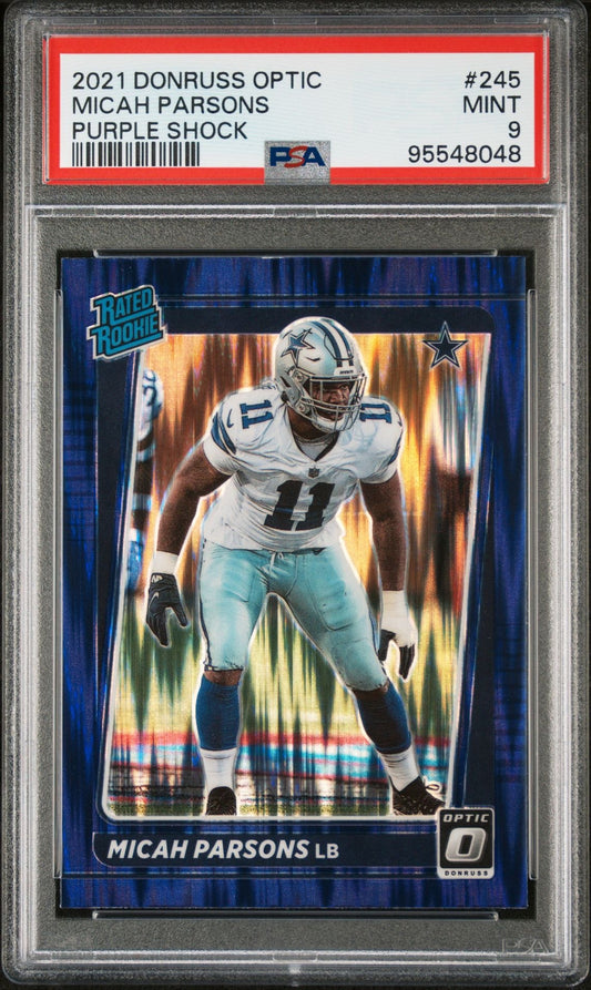 2021 DONRUSS OPTIC MICAH PARSONS PURPLE SHOCK PSA 9