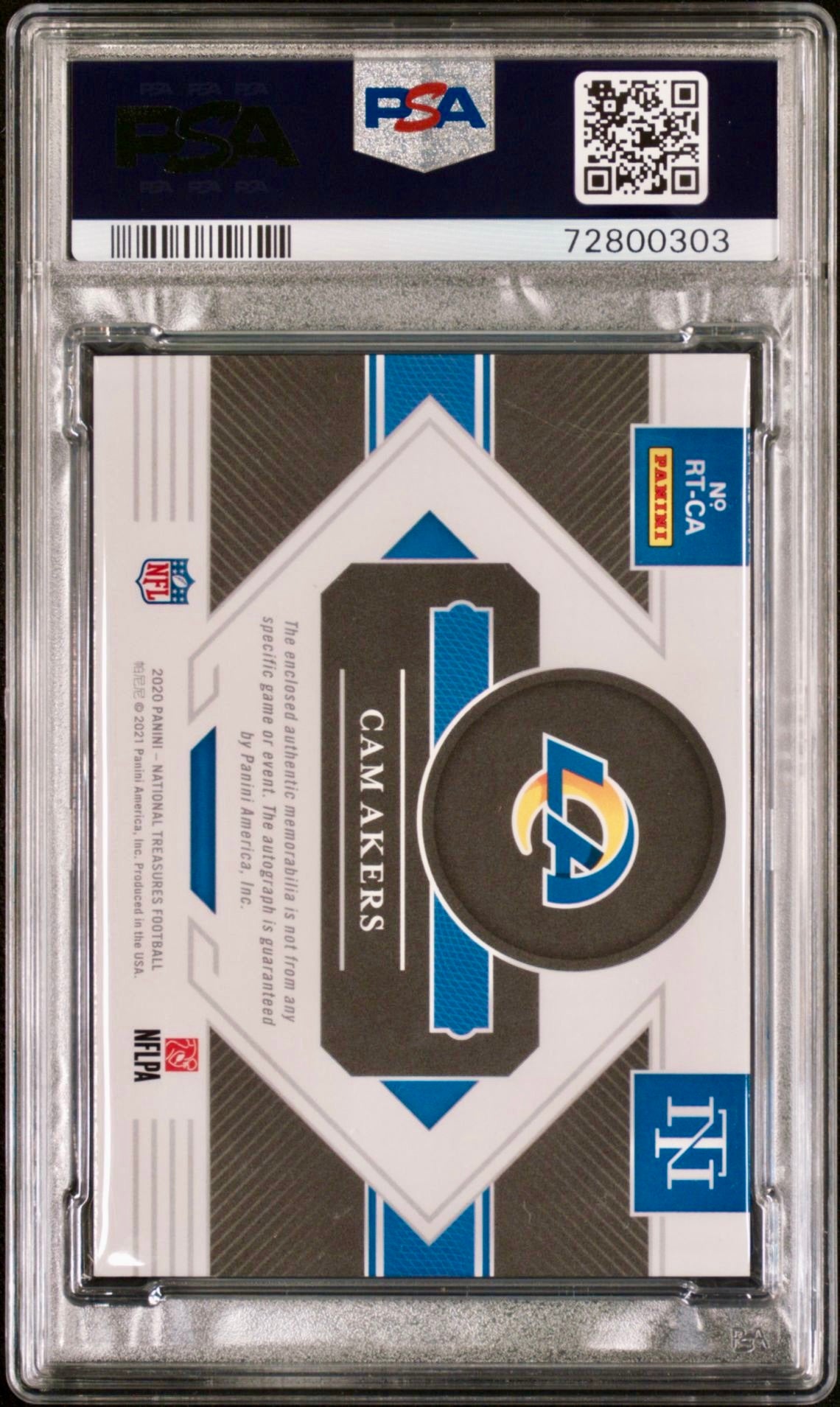 2020 NATIONAL TREASURES #RTCA
CAM AKERS MINT ROOKIE TREASURES AUTO PSA 9