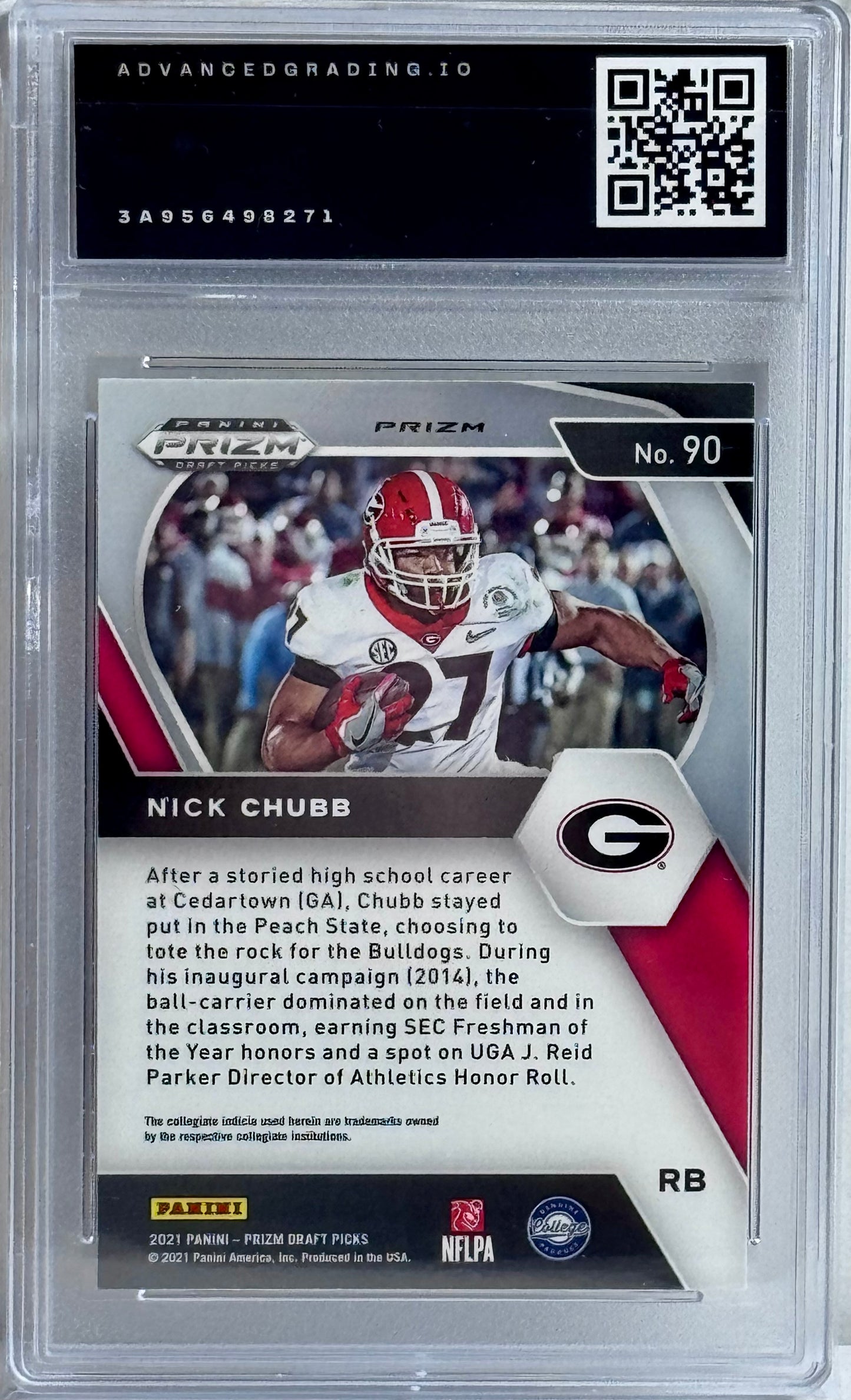 2021 Panini Prizm Draft Picks #90 Nick Chubb Green Wave Prizm Gem 10