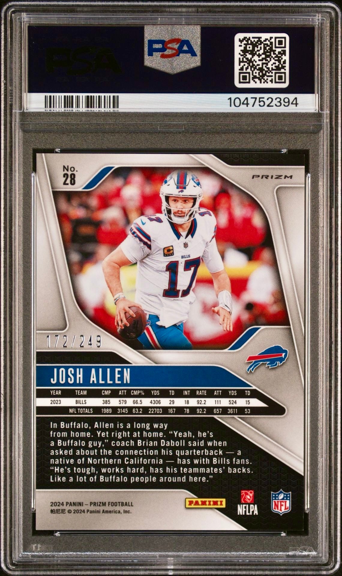 2024 PRIZM JOSH ALLEN ORANGE PRIZM PSA 10