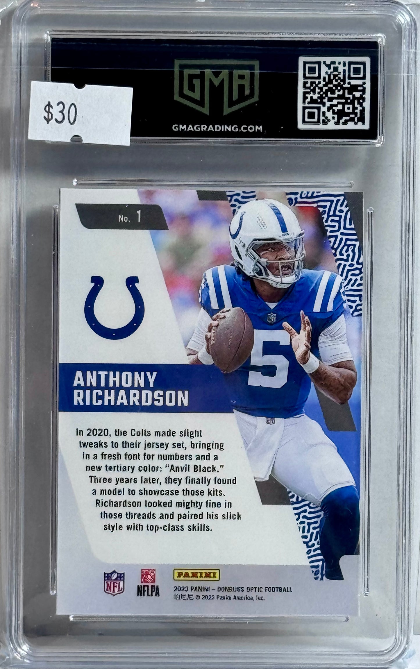 2023 DONRUSS OPTIC ANTHONY RICHARDSON PRIMARY COLORS ROOKIE GMA 10